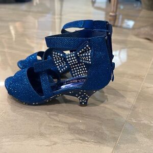 Blue kids high heal shoes